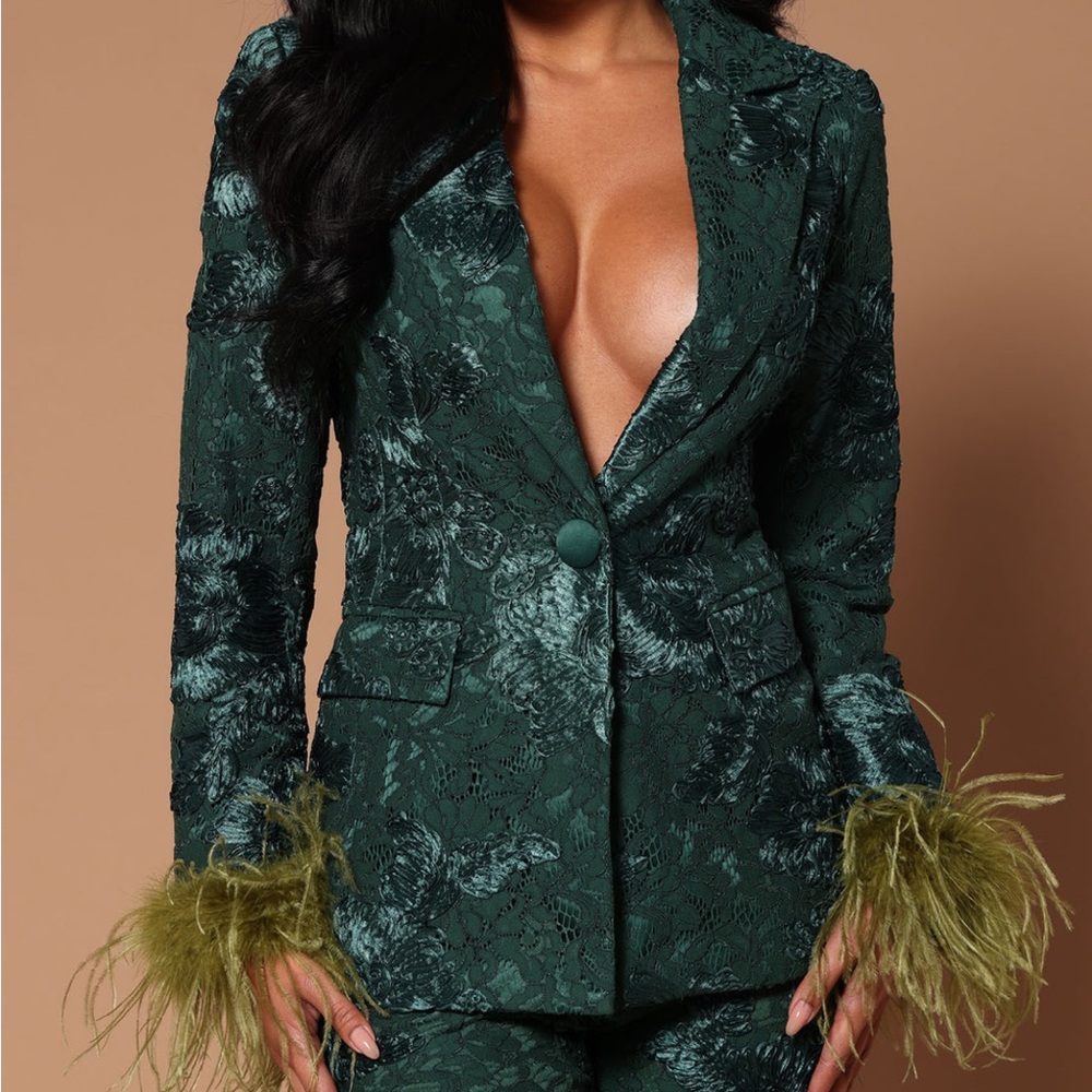 Fashion Nova Katrina Green Lace Blazer